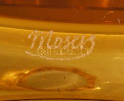 Moser borostyánsárga parfűmös, formába öntött, jelzett, m: 15 cm / Moser yellow perfume bottle, with...