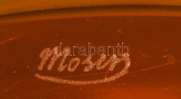 Moser borostyánsárga bonbonniere, formába öntött, jelzett,9x9 cm / Moser yellow bonbonniere with hal...