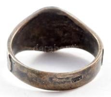 Ezüst (Ag.) gyűrű Adolf Hitler arcképével, zománc berakással, jelzett, 6 g m:66 / Silver ring with H...