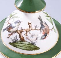 Fiorentine porcelán bonbonier, leveles ágon ülő madarak mintáival, jelzett, hibátlan, m: 19 cm