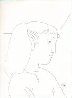Szász Endre (1927-2003) Női fej. Toll, papír, Jelzett. 27x20 cm