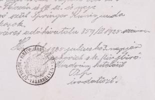 1858-1863 2 db Csongrád Megyei Telekkönyvi Tanácsnak szóló irat, 2 db, hódmezővásárhelyi bélyegzések...