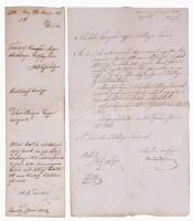 1858-1863 2 db Csongrád Megyei Telekkönyvi Tanácsnak szóló irat, 2 db, hódmezővásárhelyi bélyegzések...