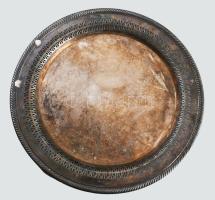 4 darab szecessziós ezüstözött alpakka tárgy, kínáló, tálka, tálca, d: 31 cm