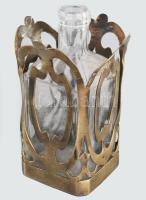 4 darab szecessziós ezüstözött alpakka tárgy, kínáló, tálka, tálca, d: 31 cm