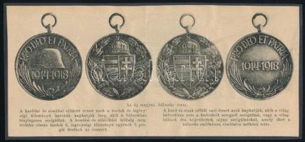 cca 1918 "Az új magyar háborús érem", nyomat, kartonra kasírozva, körbevágva, 9x19 cm