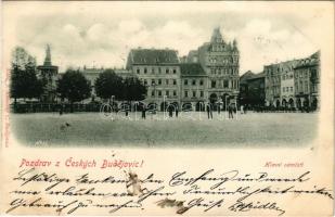 1900 Ceské Budejovice, Budweis; Hlavní námestí. J. Koneczny / main square. shops (EB)
