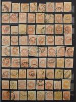 Krajcáros hírlapbélyeg tétel, közel 3.000 bélyeg sok színváltozattal, közte olvasható bélyegzések 24...