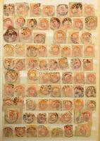 Krajcáros hírlapbélyeg több ezer darabos hatalmas tétel sok színváltozattal, közte szép / olvasható ...