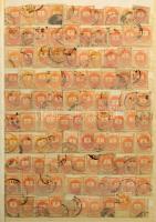 Krajcáros hírlapbélyeg több ezer darabos hatalmas tétel sok színváltozattal, közte szép / olvasható ...