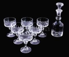 Italos készlet, dugós üveg 6 pohárral, hibátlan, m: 10-18 cm