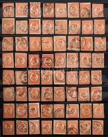 Kőnyomású, könyvnyomású és Krajcáros hírlapbélyeg tétel sok színváltozattal, szép / olvasható bélyegzésekkel, 30 lapos, A/4es berakó 32 oldalán