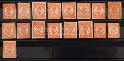 Kőnyomású, könyvnyomású és Krajcáros hírlapbélyeg tétel sok színváltozattal, szép / olvasható bélyeg...