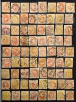 Kőnyomású, könyvnyomású és Krajcáros hírlapbélyeg tétel sok színváltozattal, szép / olvasható bélyeg...