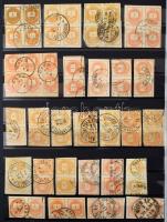 Kőnyomású, könyvnyomású és Krajcáros hírlapbélyeg tétel sok színváltozattal, szép / olvasható bélyeg...