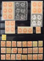 Kőnyomású, könyvnyomású és Krajcáros hírlapbélyeg tétel sok színváltozattal, szép / olvasható bélyeg...