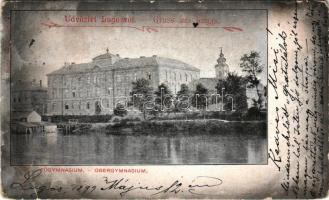 1899 Lugos, Lugoj; Főgimnázium. Nemes Kálmán kiadása / Obergymnasium / grammar school (szakadás / tear)