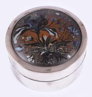 Bélelt fém díszdoboz, d: 11,5 cm