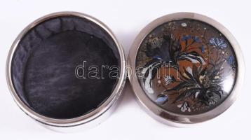 Bélelt fém díszdoboz, d: 11,5 cm