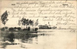 1907 Siófok, Móló, Baross gőzös, gőzhajó. Ellinger Ede kiadása