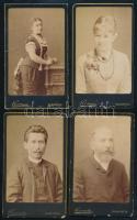 cca 1880 Női és férfi portrék, 4 db keményhátú fotó Kozmata Ferenc budapesti műterméből, 10,5×6,5 cm