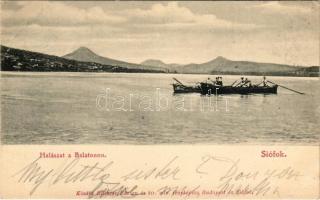 Siófok, Halászat a Balatonon. Ellinger Ede cs. és kir. udvari fényképész kiadása (EB)