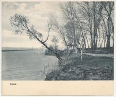 Siófok, balatoni sétány. M. T. és F. V. Koch és Pór kiadása, 2-részes kihajtható panorámalap (hajtásnál gyűrött / creased at fold)