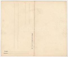 Siófok, balatoni sétány. M. T. és F. V. Koch és Pór kiadása, 2-részes kihajtható panorámalap (hajtás...