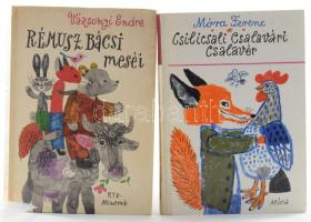 2 db mesekönyv: Móra Ferenc: Csilicsali Csalavári Csalavér. Reich Károly rajzaival. Bp., 1978, Móra. Kiadói félvászon-kötés. + Vázsonyi Endre: Rémusz bácsi meséi. Bp., 1985, RTV-Minerva. Kiadói kartonált papírkötés.