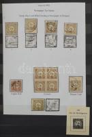 Hírlapilleték bélyegek kb 700 darabos nagy tétel közte szép / olvasható bélyegzések, változatok, összefüggések, 12 fekete lapos, A/4-es berakóban