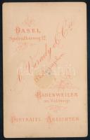 cca 1875 Férfiportré, keményhátú fotó Várady Antal magyar fotóművész bázeli műterméből, foltos, 10,5...