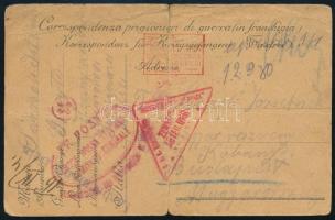 1916 Hadifogoly levelezőlap olasz hadifogságból Asinaráról (Szamár-sziget) (hajtva)