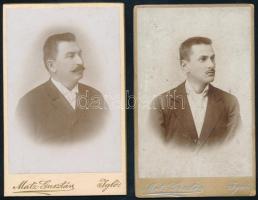 cca 1900 Férfiportrék, 2 db keményhátú fotó Matz Gusztáv iglói műterméből, 10,5×6,5 cm