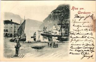 1900 Riva del Garda (Südtirol), general view, port, ships (fl)