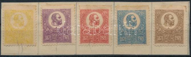 1921 Kőnyomat emlékkiadás 5 klf három oldalon fogazott, felül fogazatlan bélyeg papírlapon