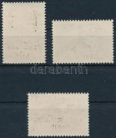 1945 Béke I. sor 3 értéke a felülnyomat részleges gépszínátnyomatával