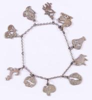 Ezüst (Ag) karkötő charmokkal, nettó 23,1g