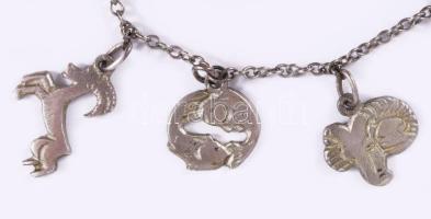 Ezüst (Ag) karkötő charmokkal, nettó 23,1g