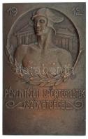 1912. "Pénzintézeti Sportegyletek Szövetsége 1912" egyoldalas bronz plakett (75x49mm) T:AU,XF kis patina