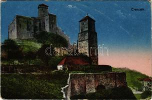 Trencsén, Trencín; vár. K.J. Bp. 1917/21. / castle (kopott sarkak / worn corners)
