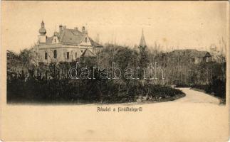 Siófok, részlet a fürdőtelepről, Thanhoffer villa - képeslapfüzetből (EK)