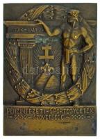 1930 k. "Pénzintézeti Sportegyletek Szövetsége 1912-1927" bronz emlékplakett "LUDVIG E. BUDAPEST" gyártói jelzéssel. Szign.: Bakonyi Sándor (1892-1937) (55x43mm) T:AU patina