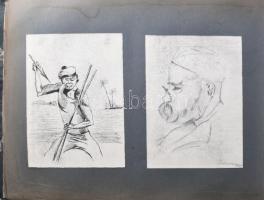1935 Sőtér (Stöhr) György 38 db ceruzarajz. albumban. Vegyes témák.