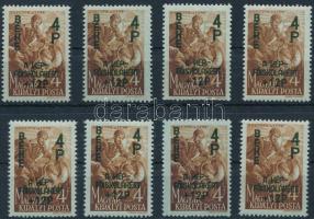 1945 8 db Béke I. 4P/4f az "N" betű tükörnyomatával (48.000)