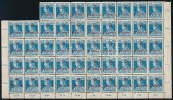 Baranya I. 1919 Károly 25f 48-as tömb, Bodor vizsgálójellel, benne antikva felülnyomás! (43.400) (apró rozsdafoltok / small stain spots)