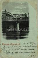 1899 Szatmárnémeti, Szatmár, Satu Mare; Vashíd este holdfényben. Lövy Miksa kiadása / bridge at night in moonlight (fl)