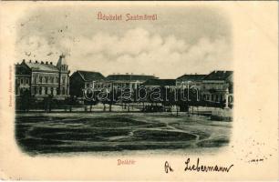 1899 Szatmárnémeti, Szatmár, Satu Mare; Deák tér, üzletek. Reizer János kiadása / square, shops (fa)