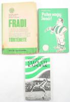 Vegyes FTC tétel, 3 db:  Major János- Nagy Béla - Szücs László: Fradi labdarúgó szakosztály története. 444-en zöld-fehérben. Bp, 1972, Sportpropaganda. Benne Sallay Mihály: Öreg Fiúk kottával. Kiadói papírkötés, foltos, kopott borítóval, az elülső borító felső sarkán kis hiánnyal.; Pongrácz György: Puha vagy, Jenő! Bp., 1984, Népszava. Kiadói papírkötés, kissé kopott borítóval, az elülső borítón kis szakadással.; Vándor Kálmán: Üllői úti kapufák. Sárosi György Dr. - Az egykori legendás "Gyurka!..." - futballtörténeti visszaemlékezései. Bp., 1988., Kossuth. Kiadói papírkötés.;