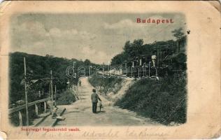 1899 Budapest XII. Svábhegy, fogaskerekű vasút megállóhelye vonattal, vasútállomás (EM)