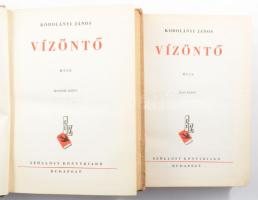 Kodolányi János: Vízöntő. I-II. köt. Bp., [1948], Szőllősy, 275+(1) p.; 281+(3) p. Első kiadás. Kiadói félvászon-kötés, kissé viseltes borítóval, kissé foltos lapszélekkel.